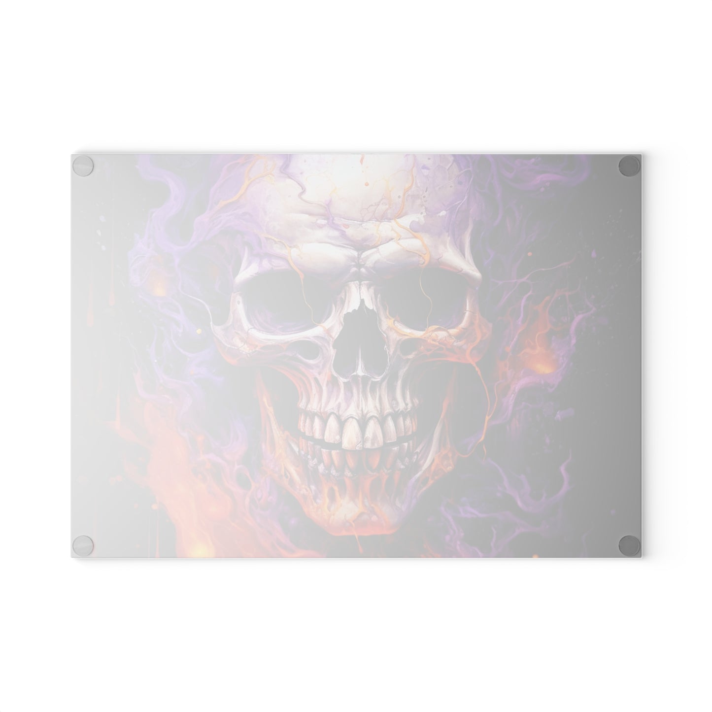 Glass Cutting Board Skull Flames 2