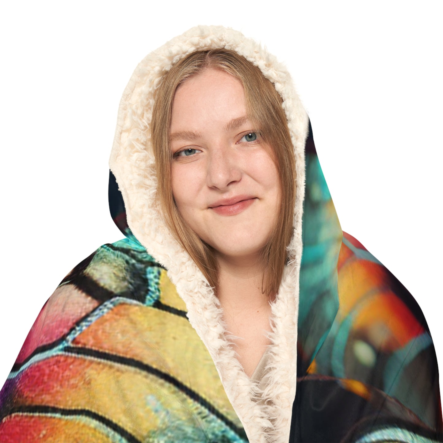 Snuggle Hooded Blanket Hyper Colorful Butterfly Macro 1