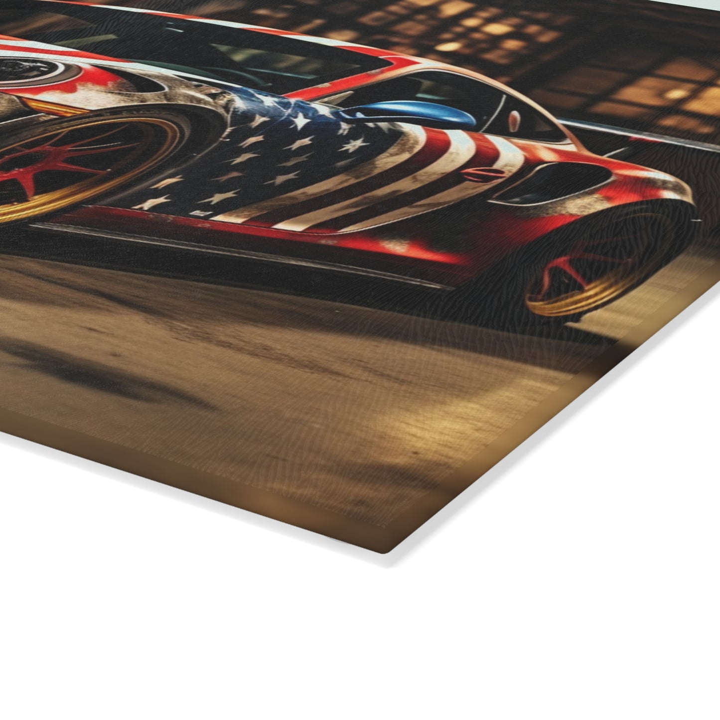 Glass Cutting Board American Flag Porsche 4