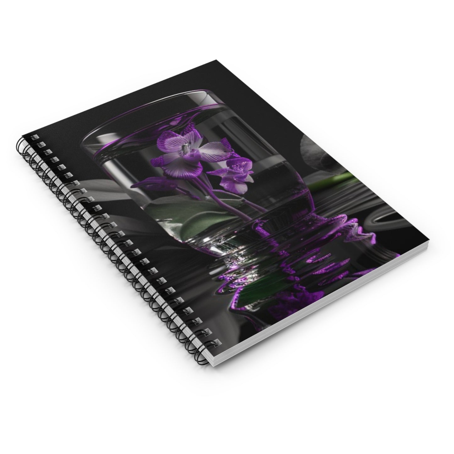 Spiral Notebook - Ruled Line Purple Orchid Glass vase 1