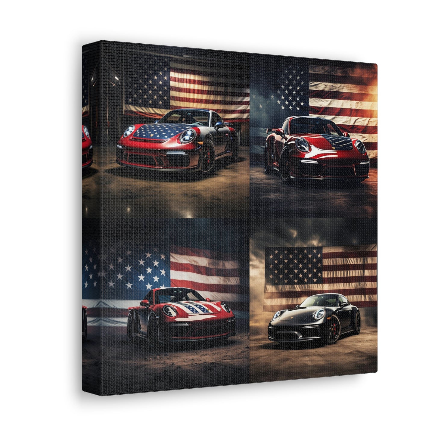 Canvas Gallery Wraps American Flag Background Porsche 5