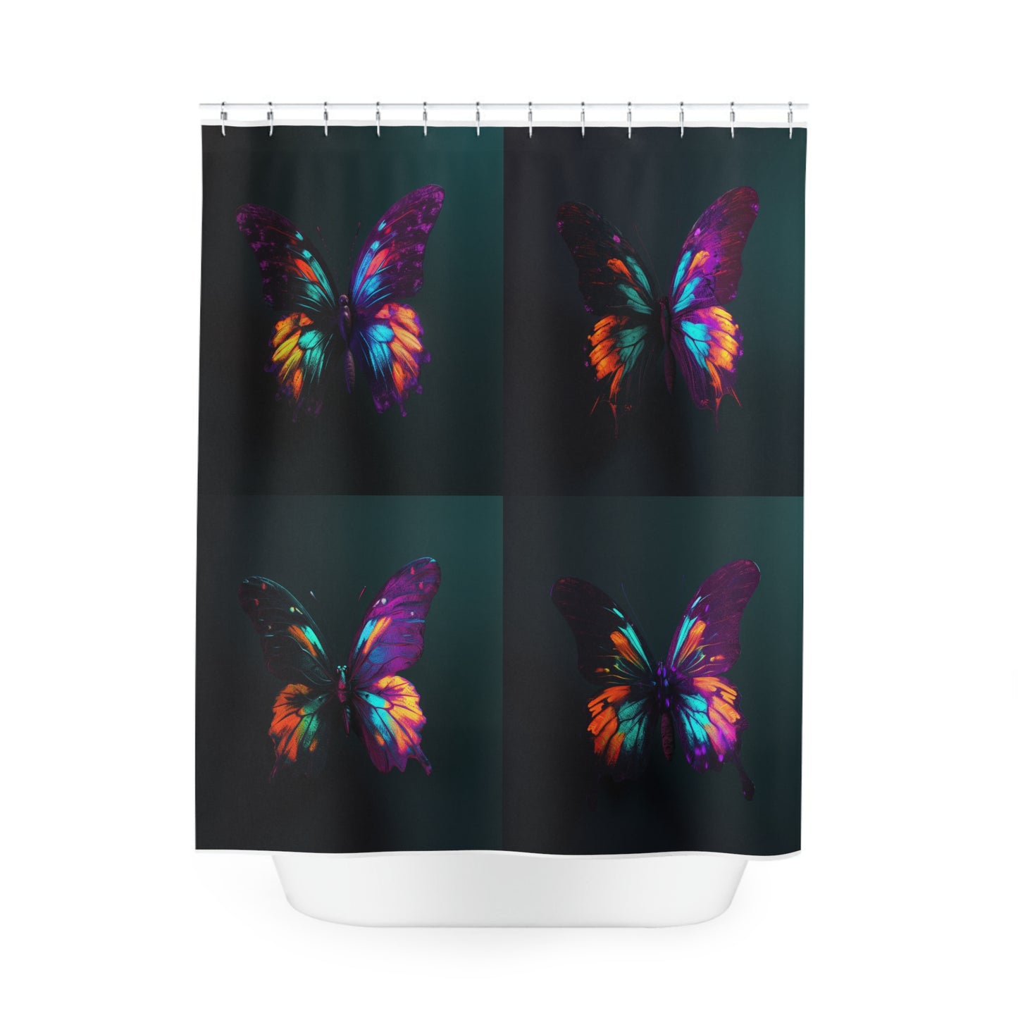 Polyester Shower Curtain Hyper Colorful Butterfly Purple 5