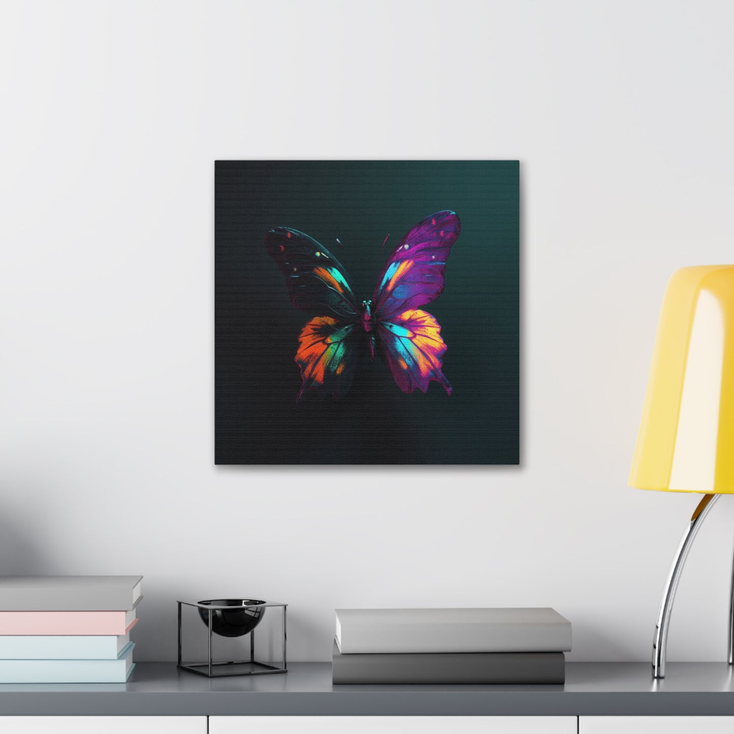 Canvas Gallery Wraps Hyper Colorful Butterfly Purple 3