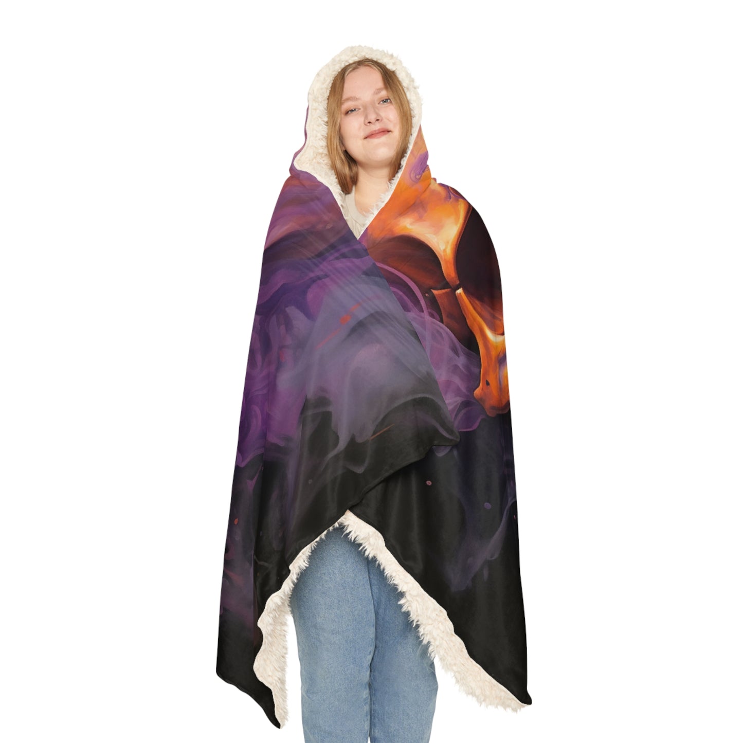 Snuggle Hooded Blanket Skull Flames 4