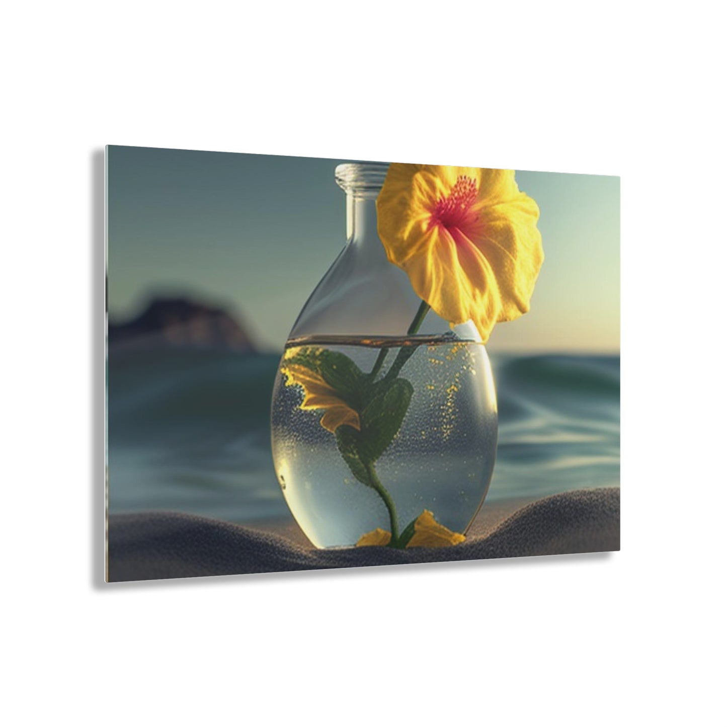 Acrylic Prints Yellow Hibiscus glass 2