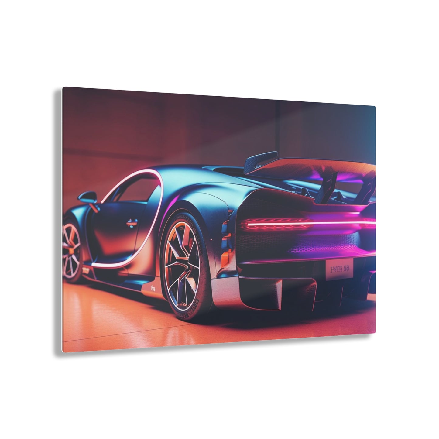 Acrylic Prints Hyper Bugatti Neon Chiron 2