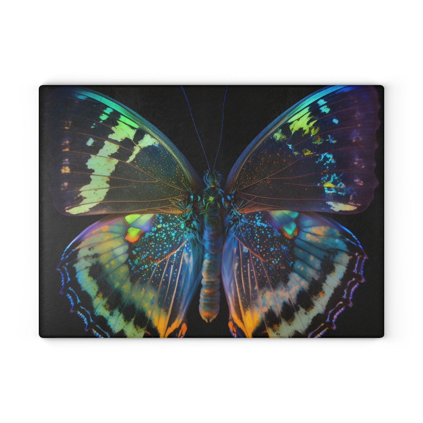 Glass Cutting Board Neon Butterfly Flair 4