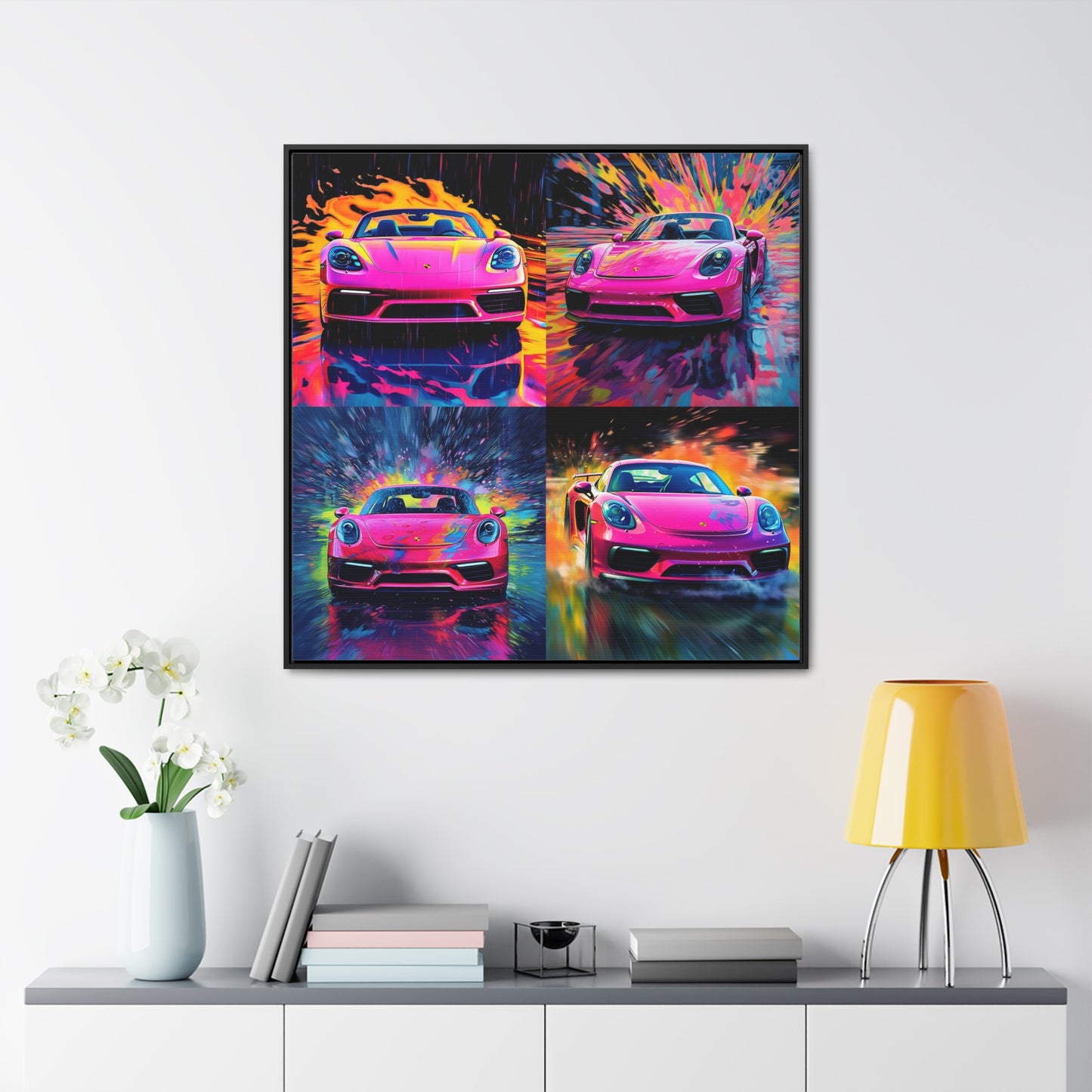 Gallery Canvas Wraps, Square Frame Pink Porsche water fusion 5