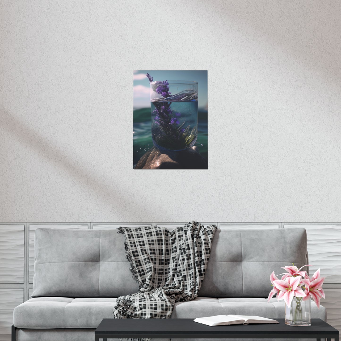 Premium Matte Vertical Posters Lavender in a vase 2