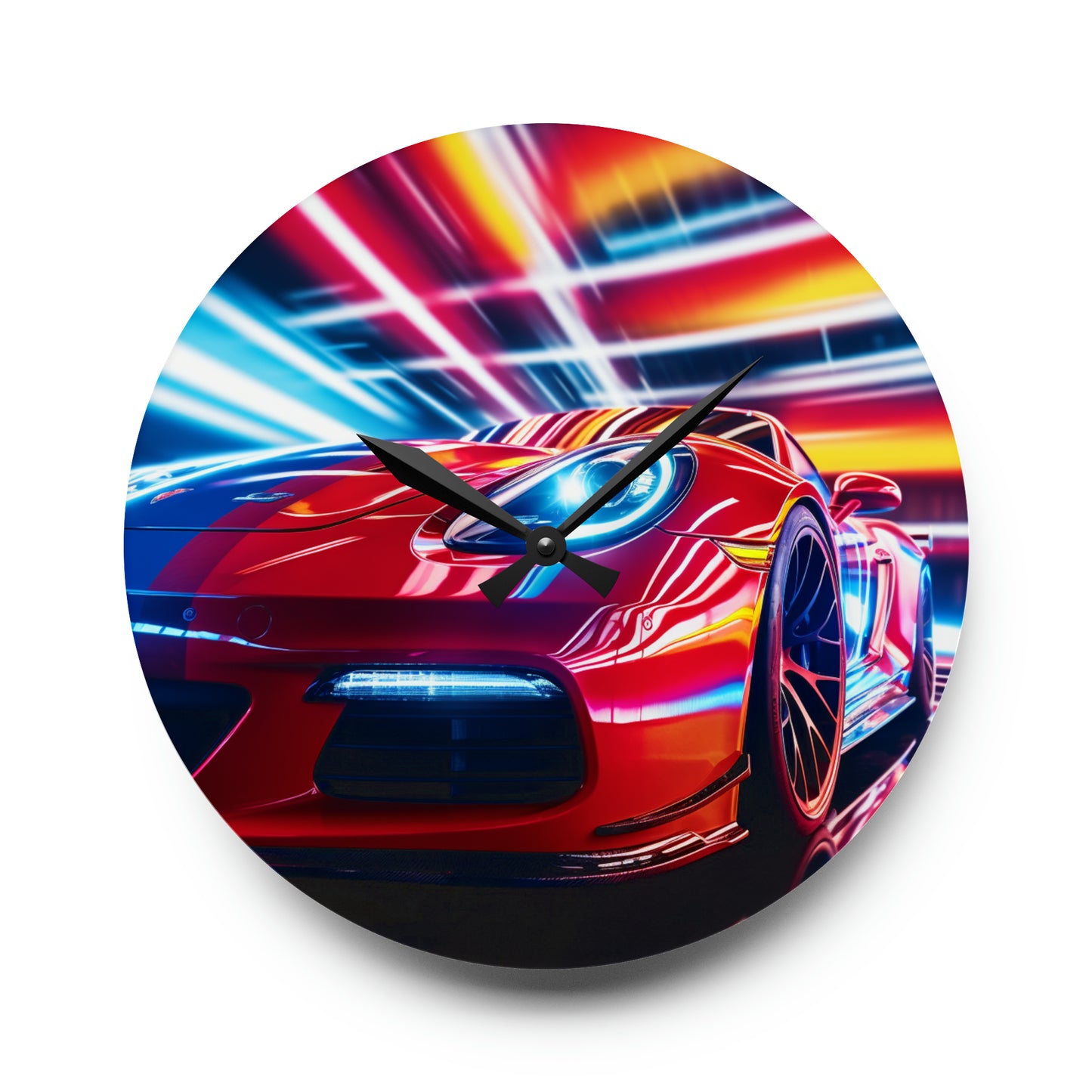 Acrylic Wall Clock Macro Flag Ferrari 1