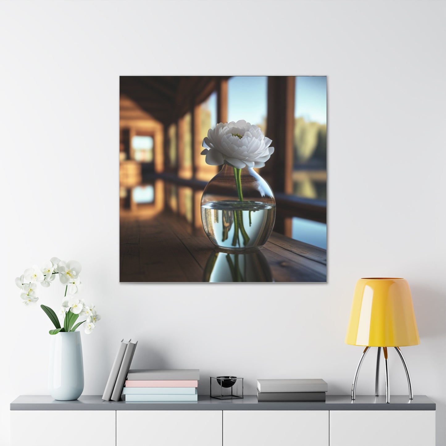 Canvas Gallery Wraps White Peony glass vase 3