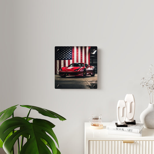 Acrylic Wall Art Panels American Flag Background Ferrari 3