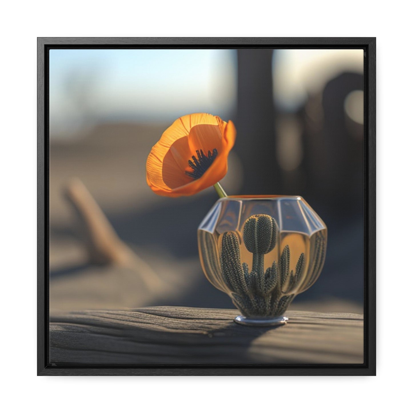 Gallery Canvas Wraps, Square Frame Orange Poppy in a Vase 2