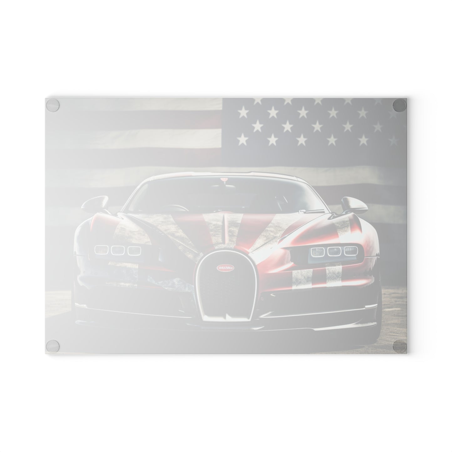 Glass Cutting Board American Flag Background Bugatti 3