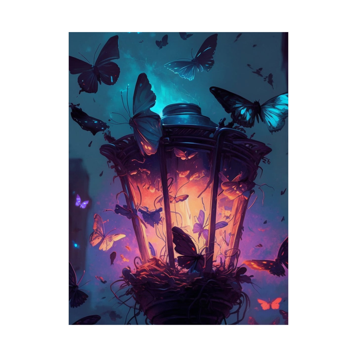 Premium Matte Vertical Posters Street Light Butterfly 3