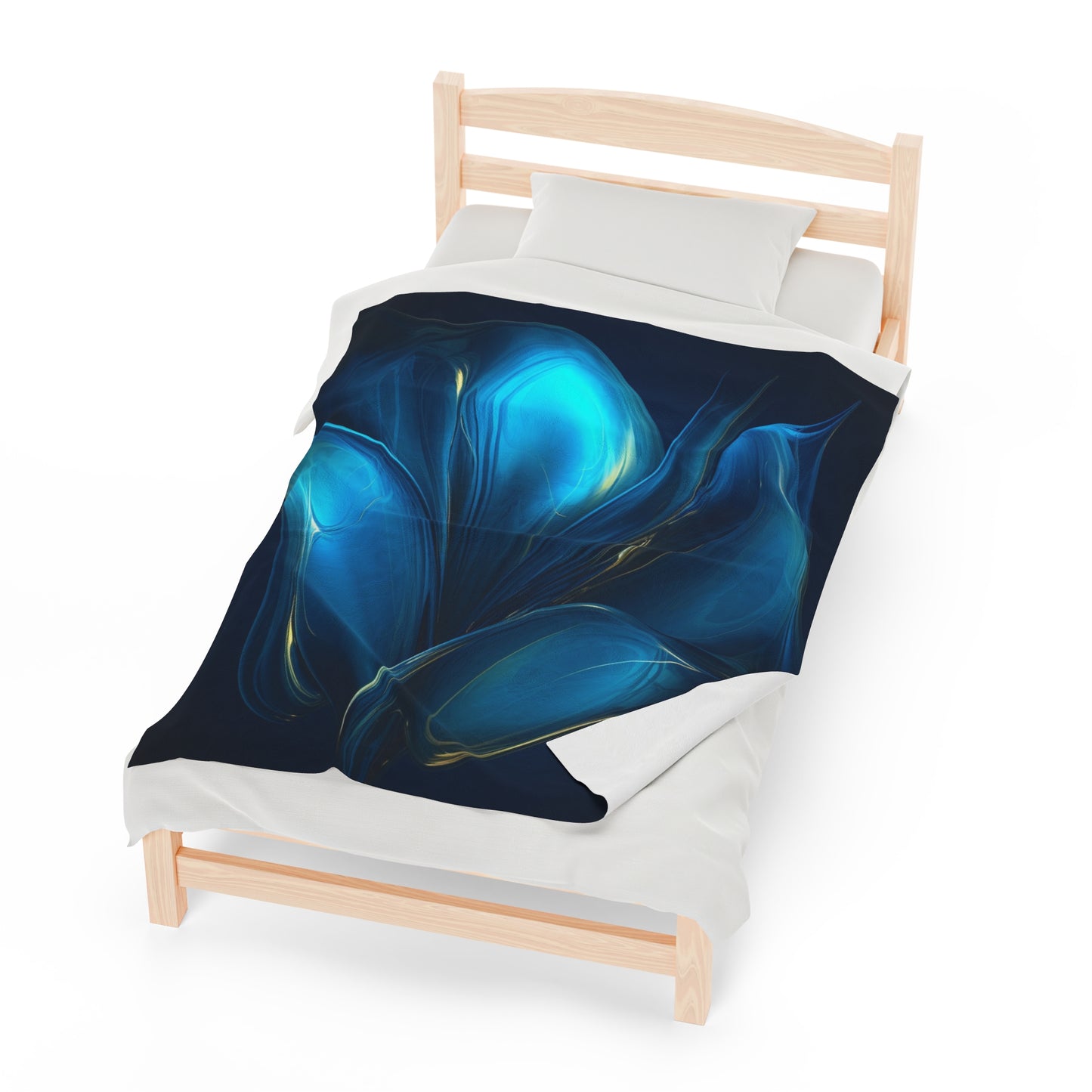 Velveteen Plush Blanket Abstract Blue Tulip 2