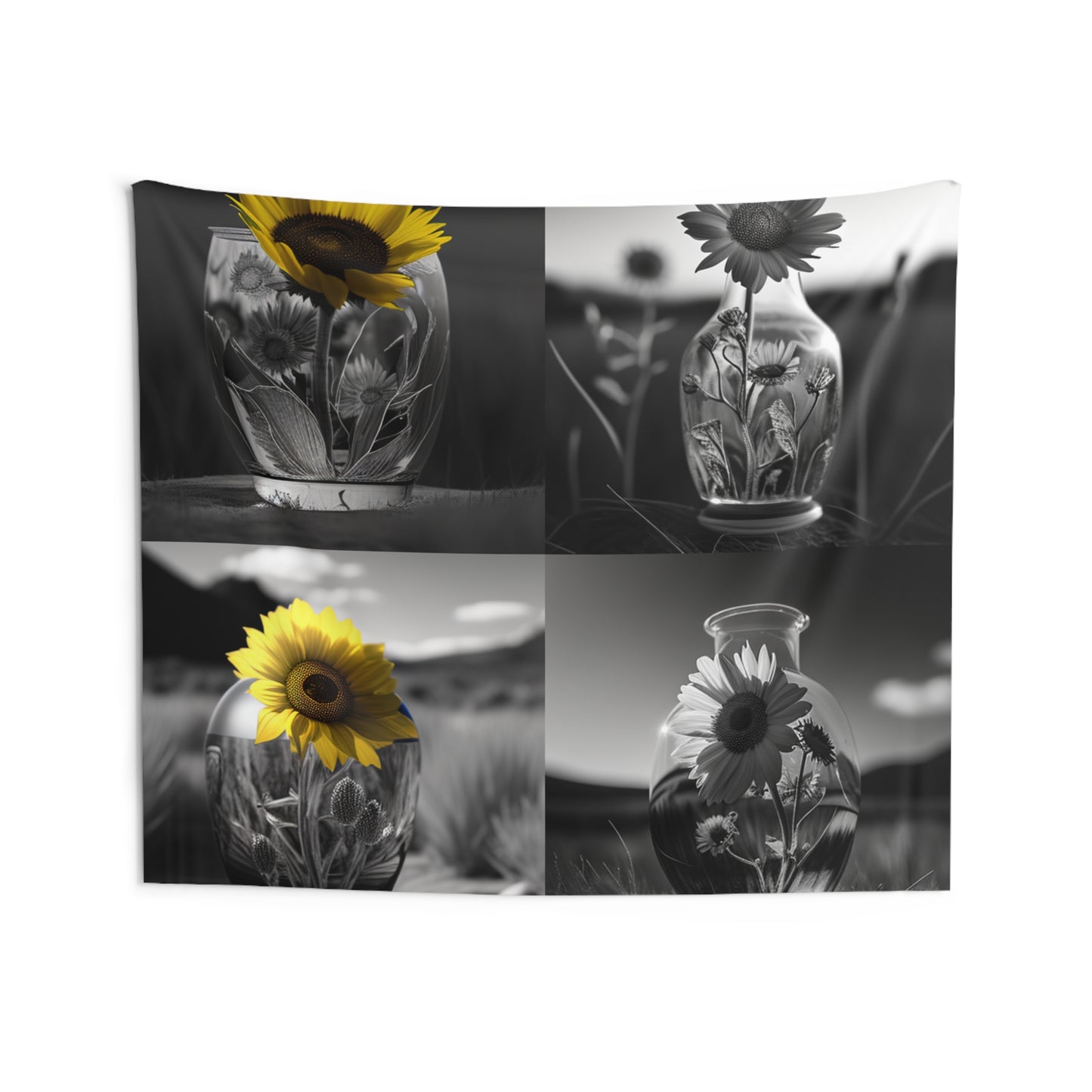 Indoor Wall Tapestries Yellw Sunflower in a vase 5