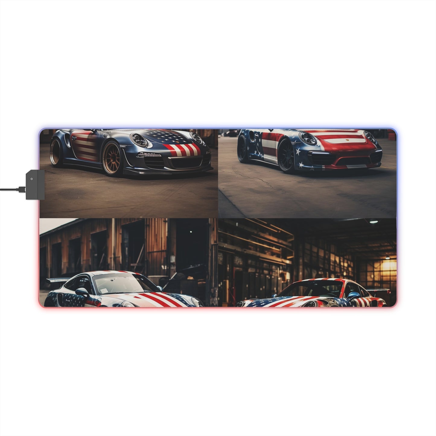 LED Gaming Mouse Pad American Flag Porsche 5