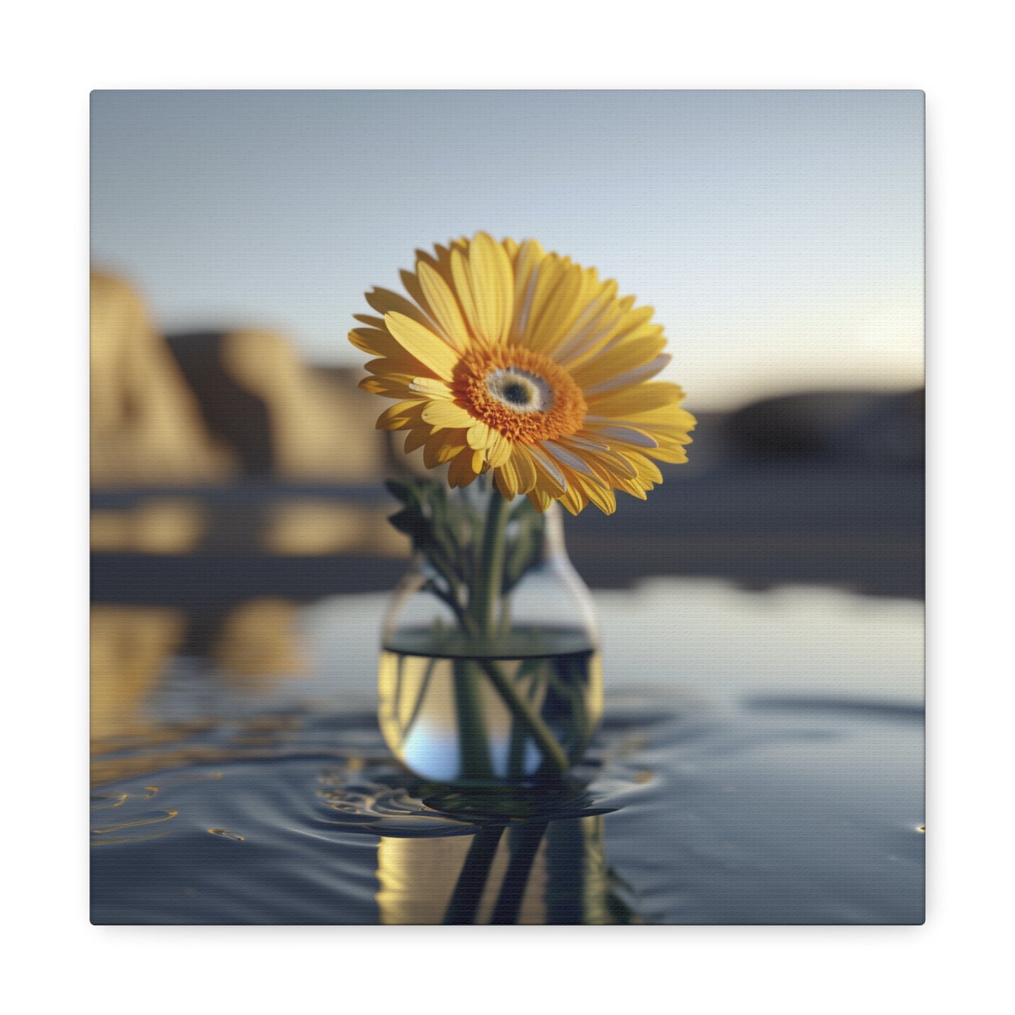 Canvas Gallery Wraps yello Gerbera glass 4