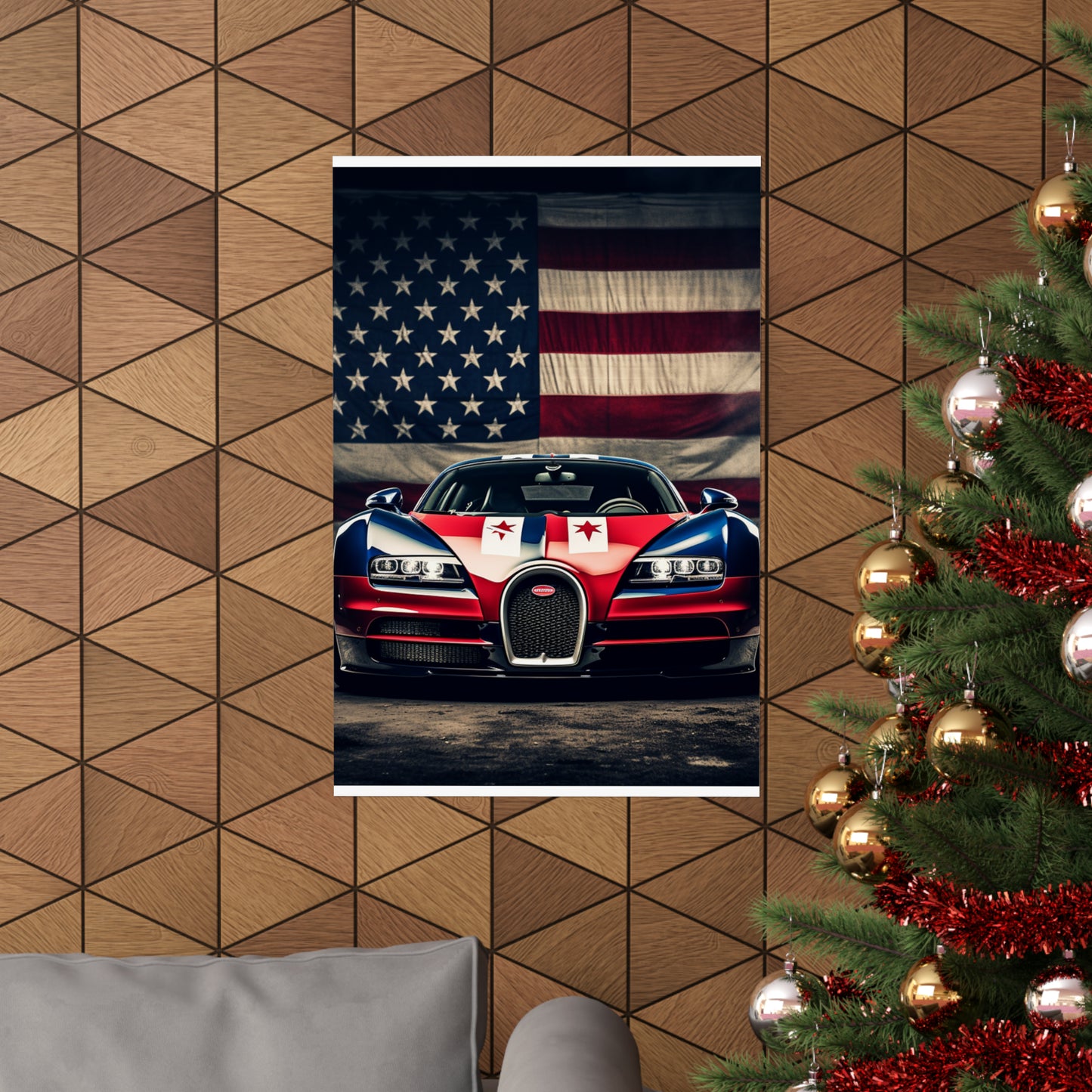 Premium Matte Vertical Posters Bugatti American Flag 3