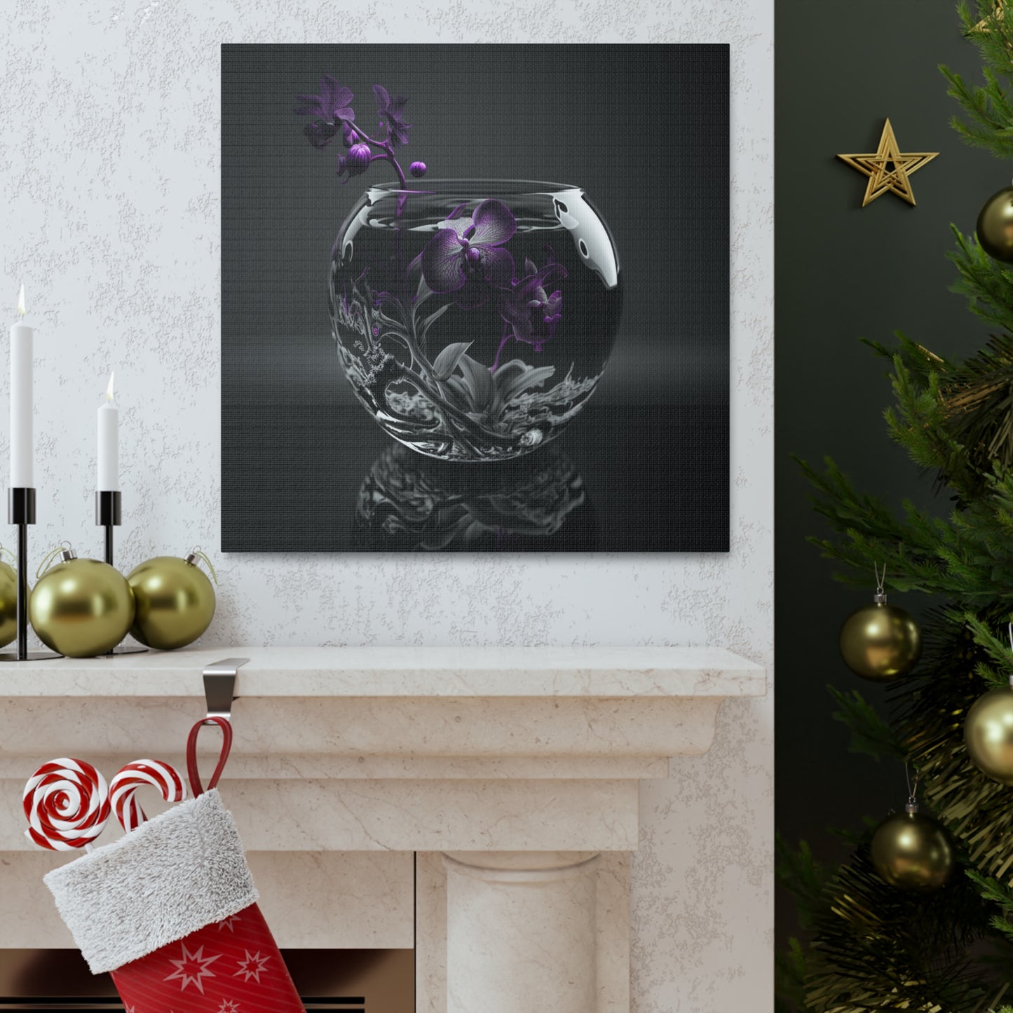 Canvas Gallery Wraps Purple Orchid Glass vase 3