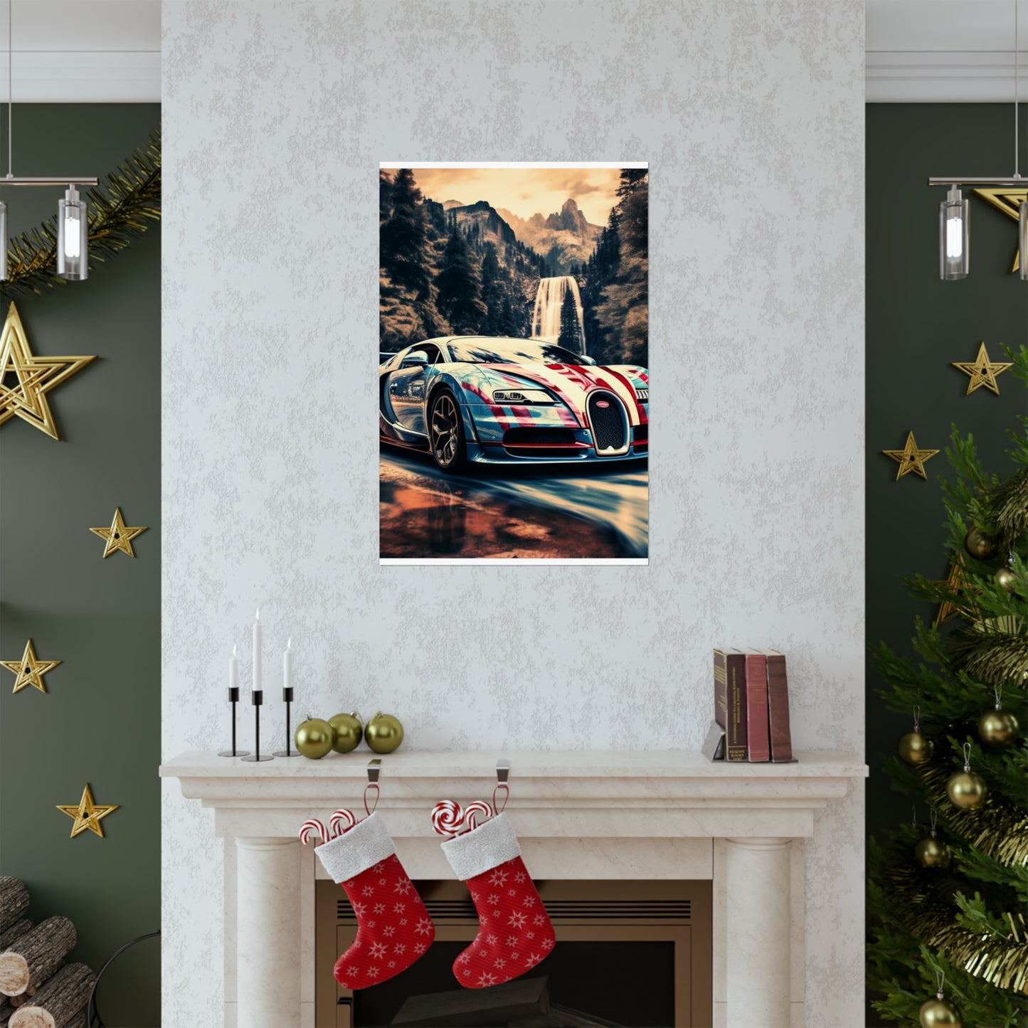 Premium Matte Vertical Posters Bugatti Waterfall 1