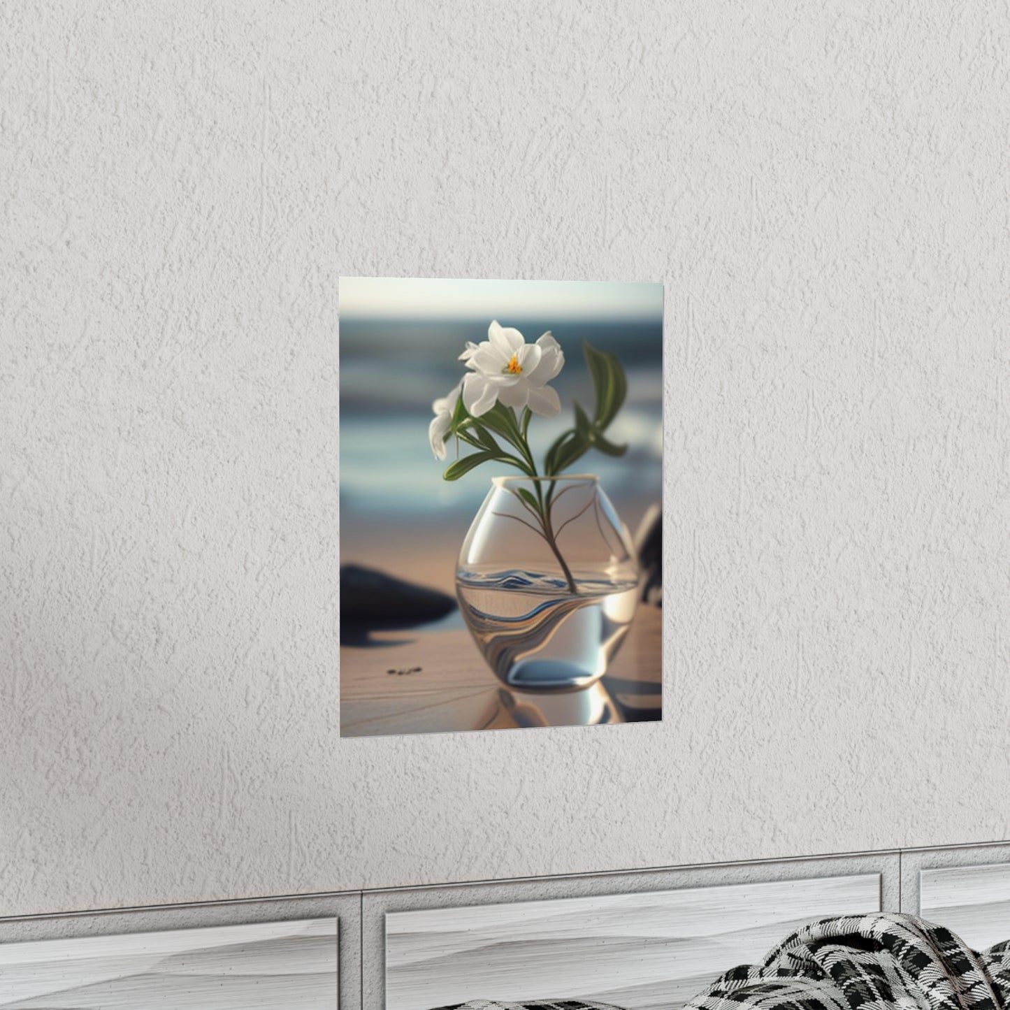 Premium Matte Vertical Posters Jasmine glass vase 3