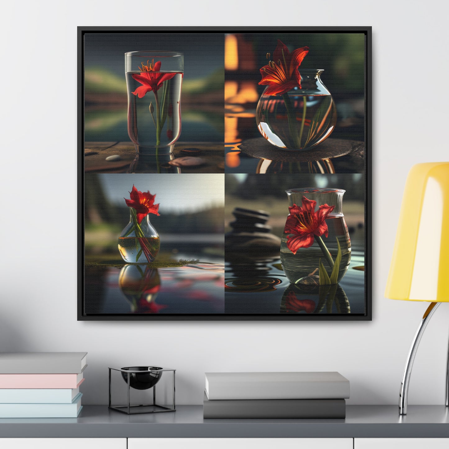 Gallery Canvas Wraps, Square Frame Red Lily in a Glass vase 5