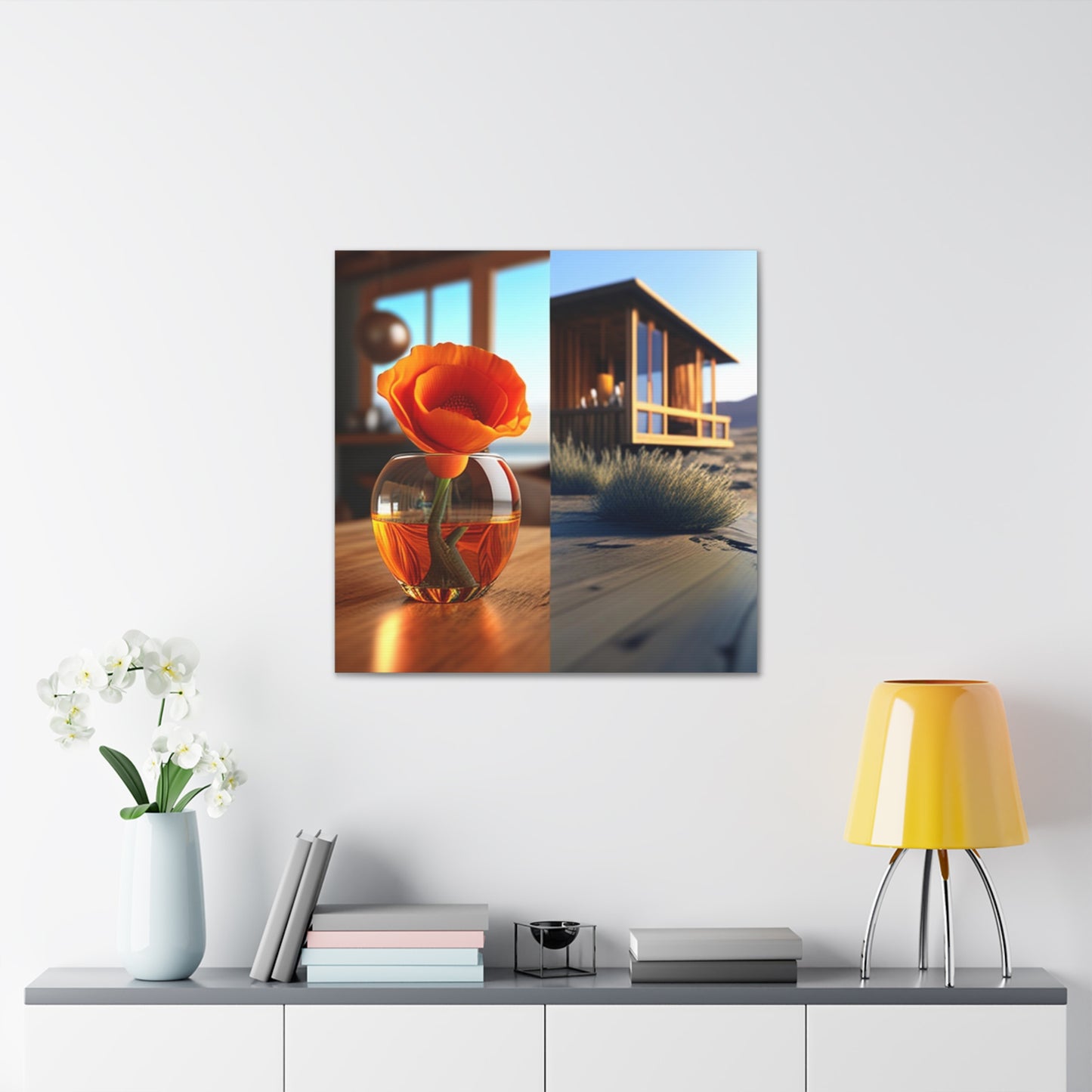 Canvas Gallery Wraps Poppy in a Glass Vase 3