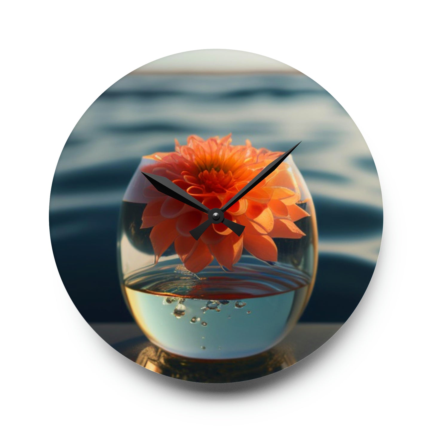 Acrylic Wall Clock Dahlia Orange 2