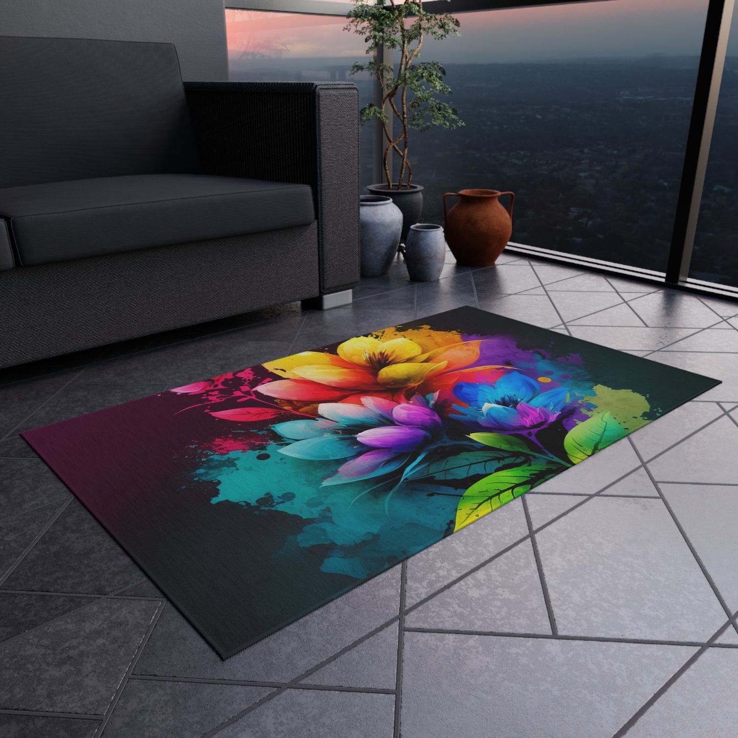 Outdoor Rug  Bright Spring Flowers 3