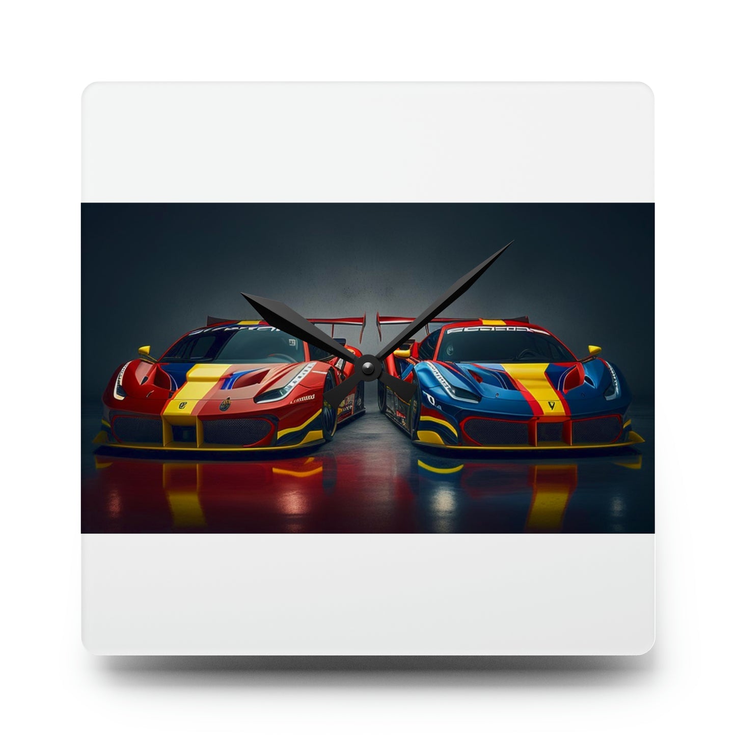 Acrylic Wall Clock Ferrari Red Blue 4