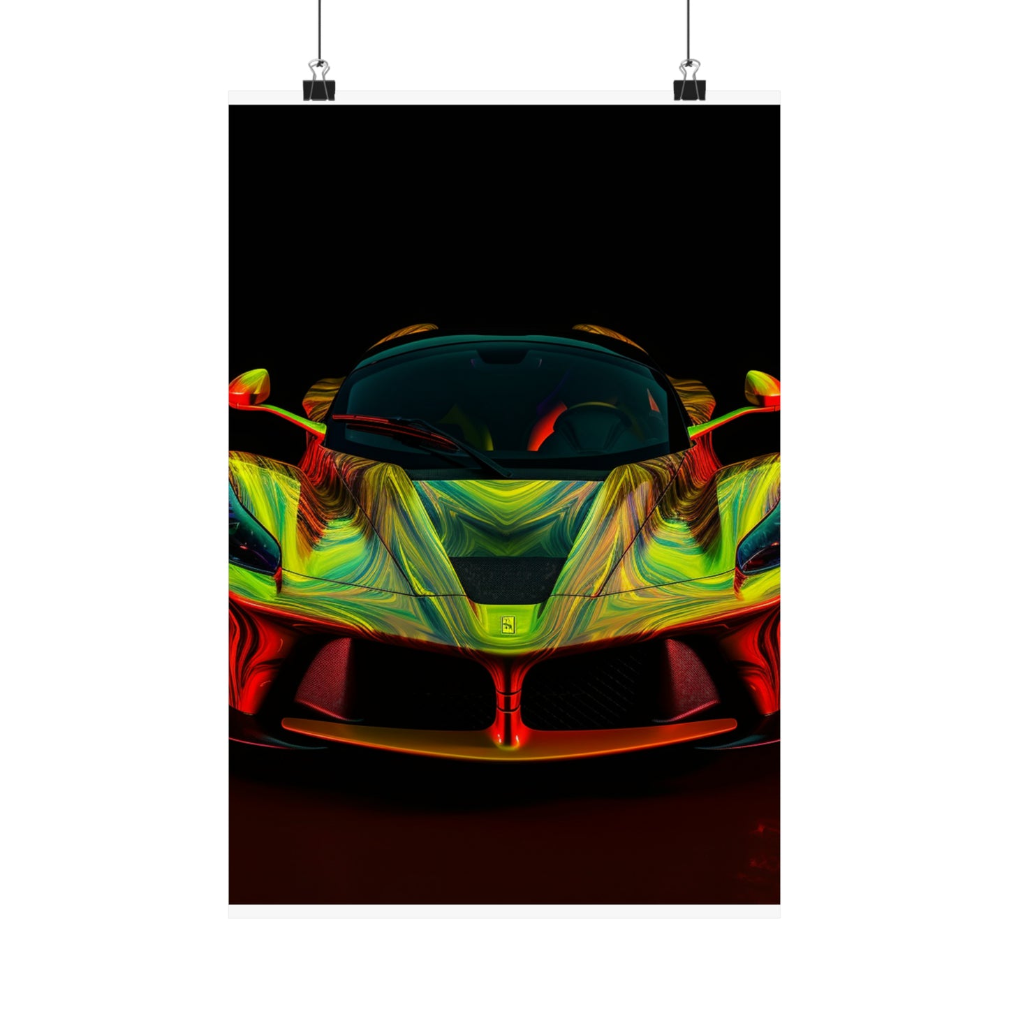 Premium Matte Vertical Posters Ferrari Neon 1