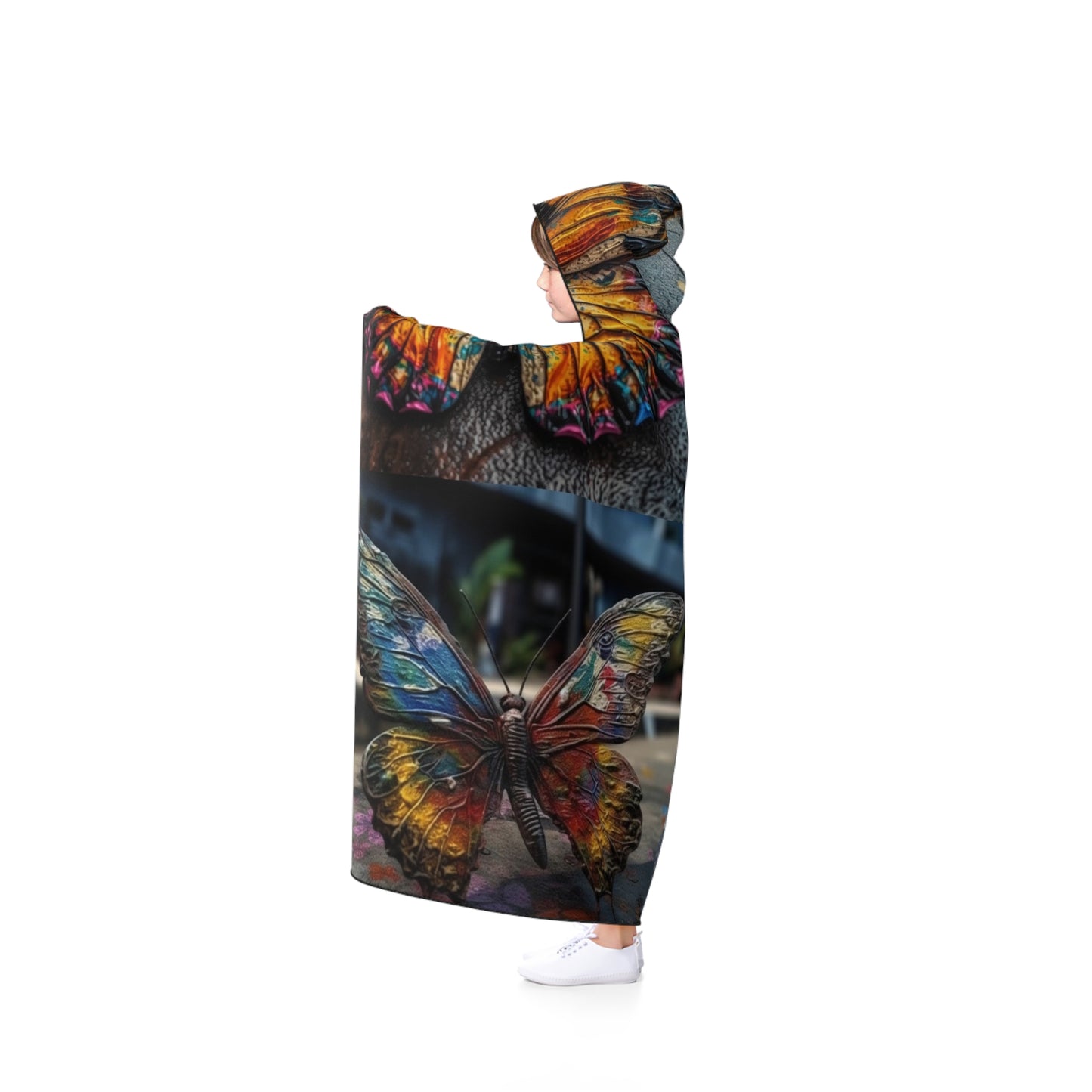 Hooded Blanket Liquid Street Butterfly 5