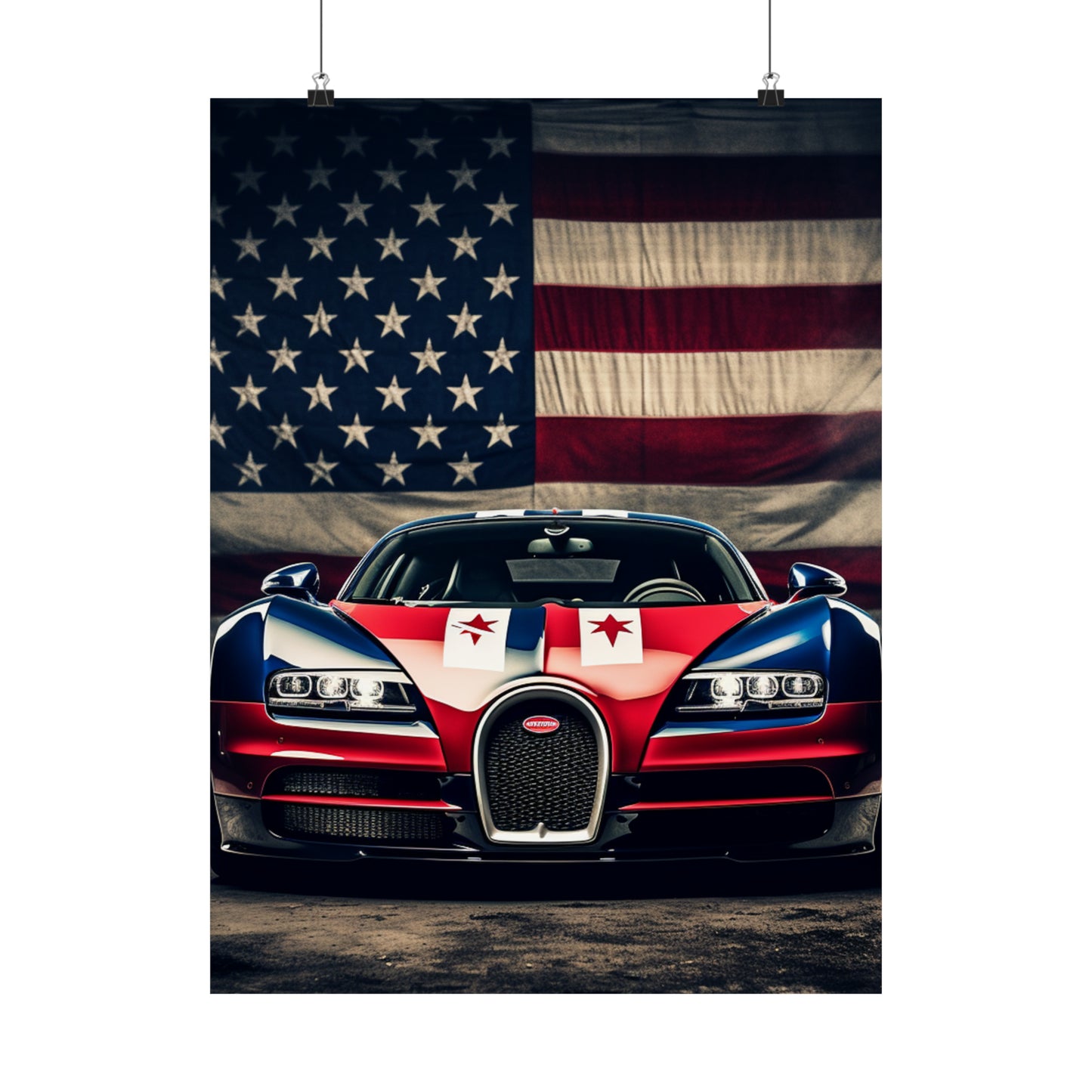 Premium Matte Vertical Posters Bugatti American Flag 3