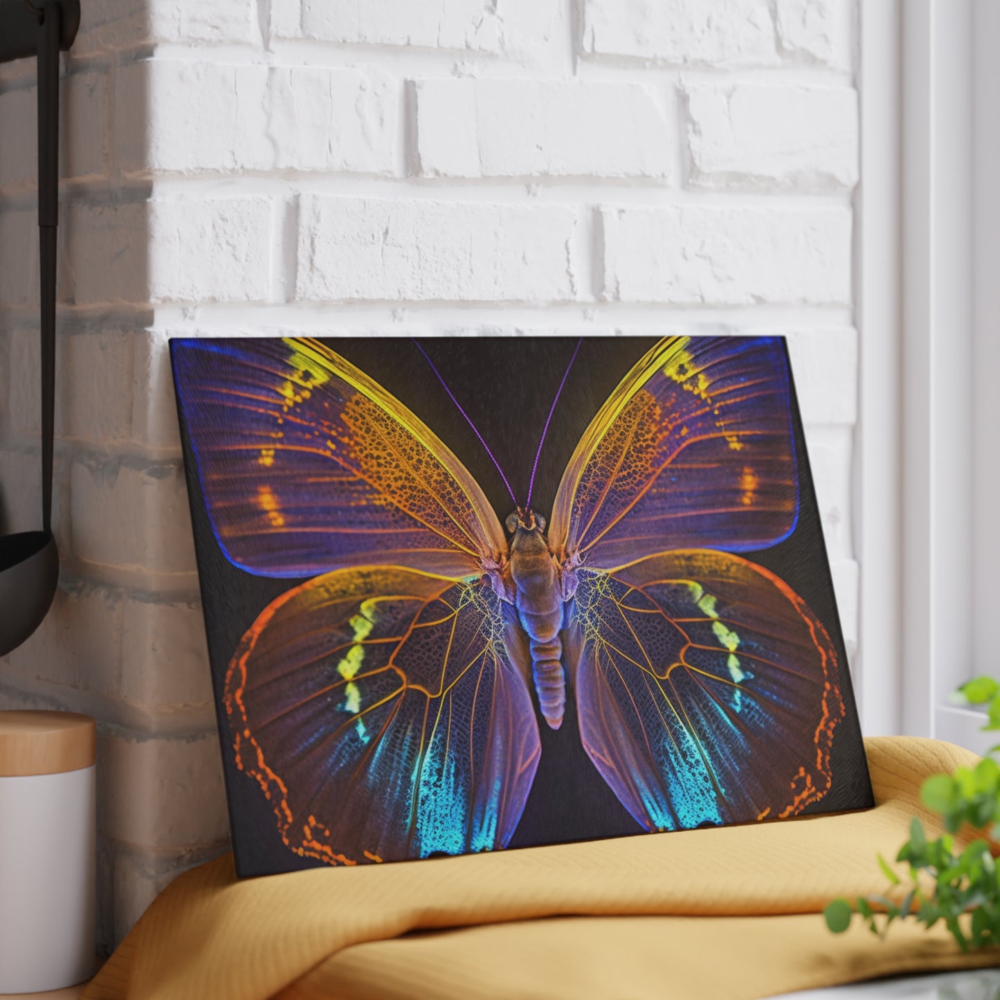 Glass Cutting Board Neon Butterfly Flair 2