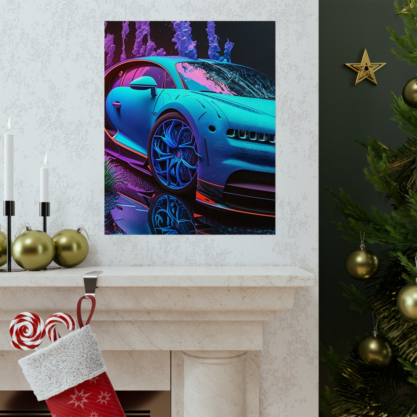 Premium Matte Vertical Posters Bugatti Neon Chiron 2