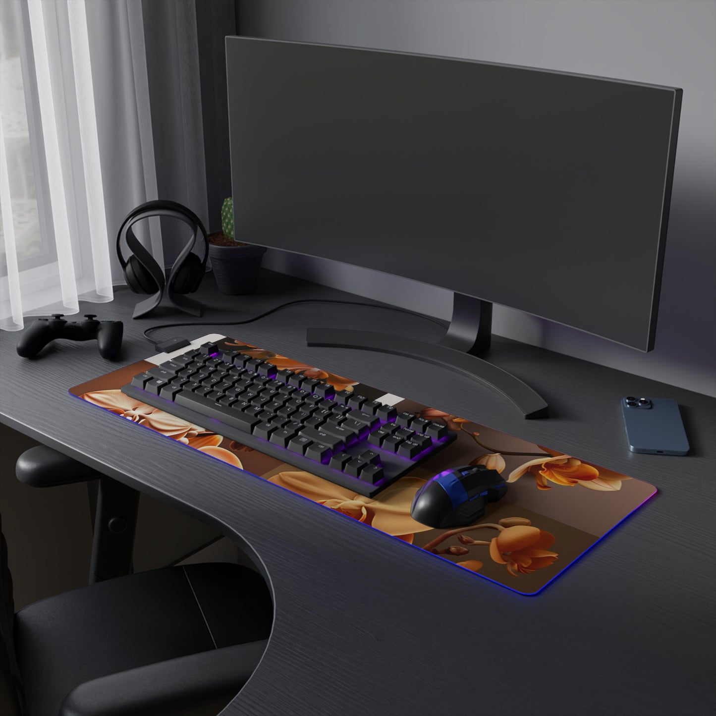 LED Gaming Mouse Pad orchid pedals 5