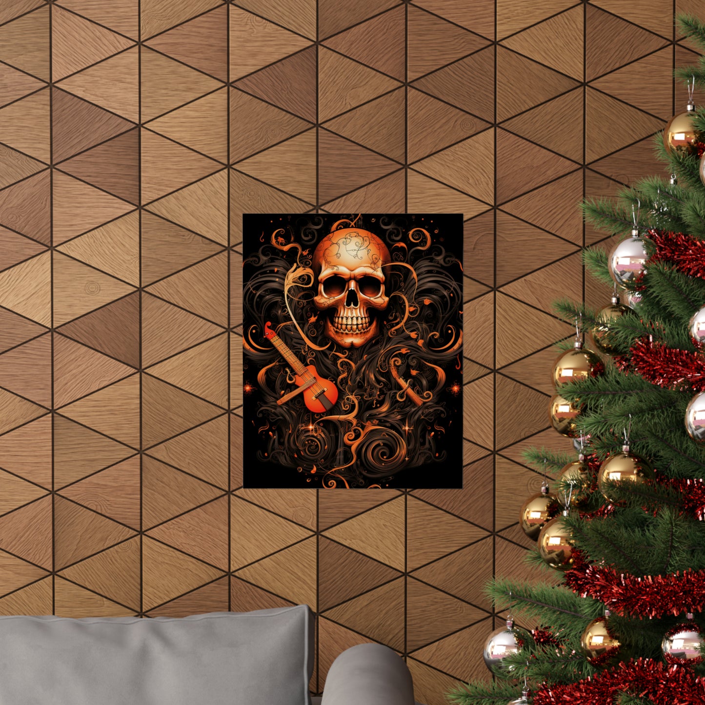 Premium Matte Vertical Posters Skull Treble Clef 4