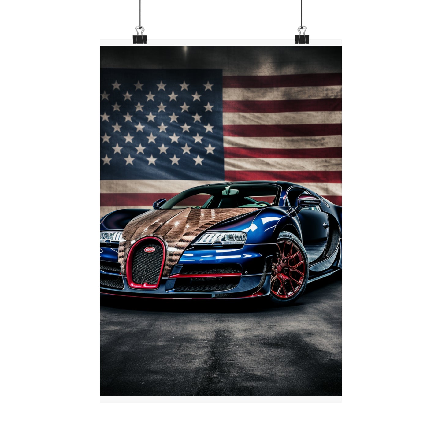 Premium Matte Vertical Posters Bugatti American Flag 4