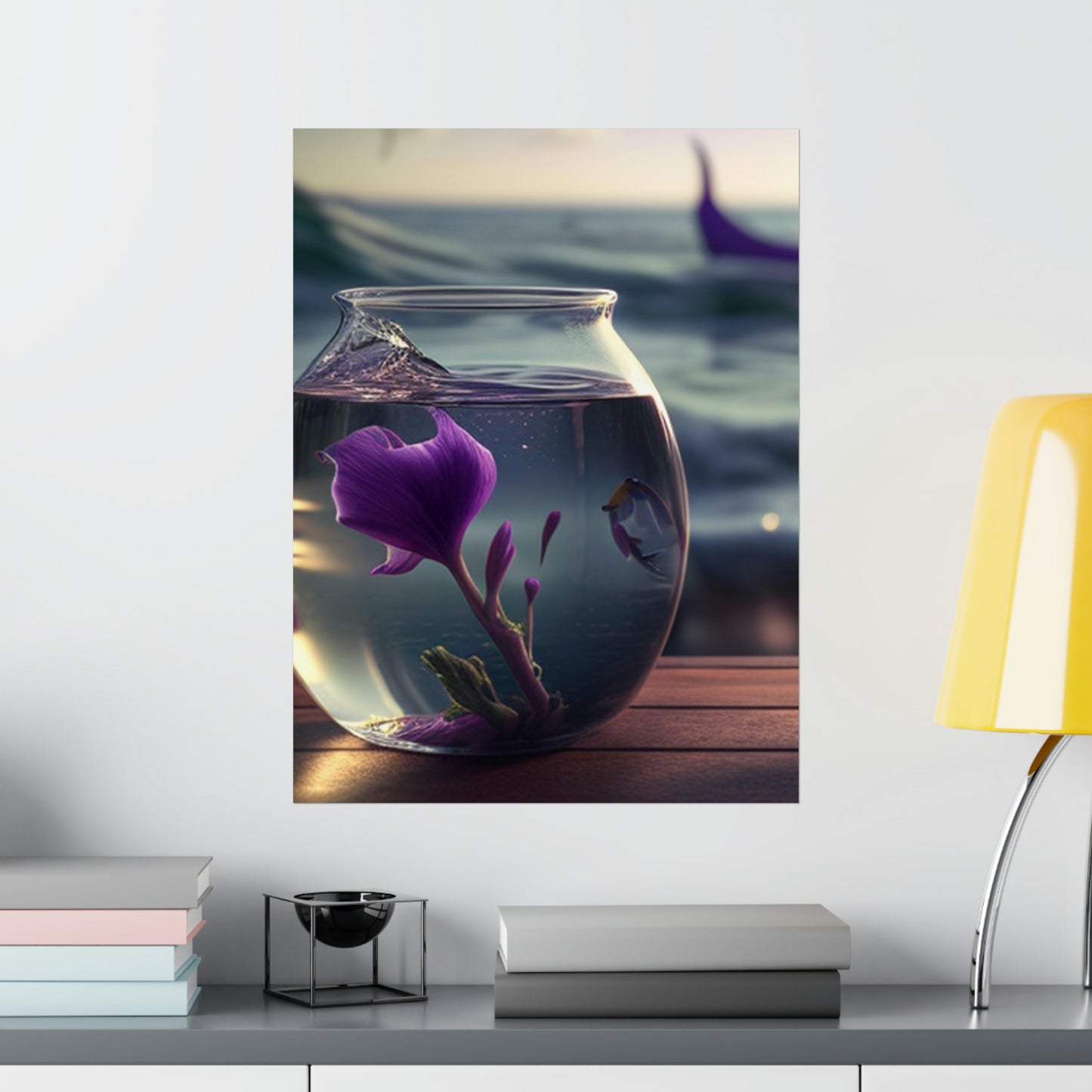 Premium Matte Vertical Posters Purple Sweet pea in a vase 1