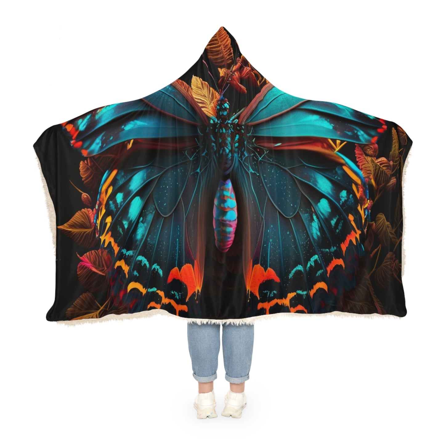 Snuggle Hooded Blanket Hue Neon Butterfly 1