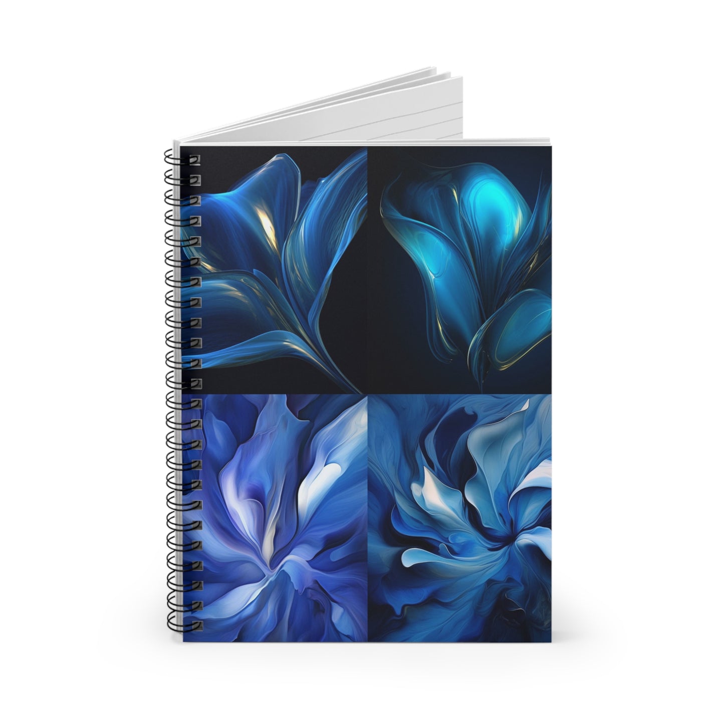 Spiral Notebook - Ruled Line Abstract Blue Tulip 5