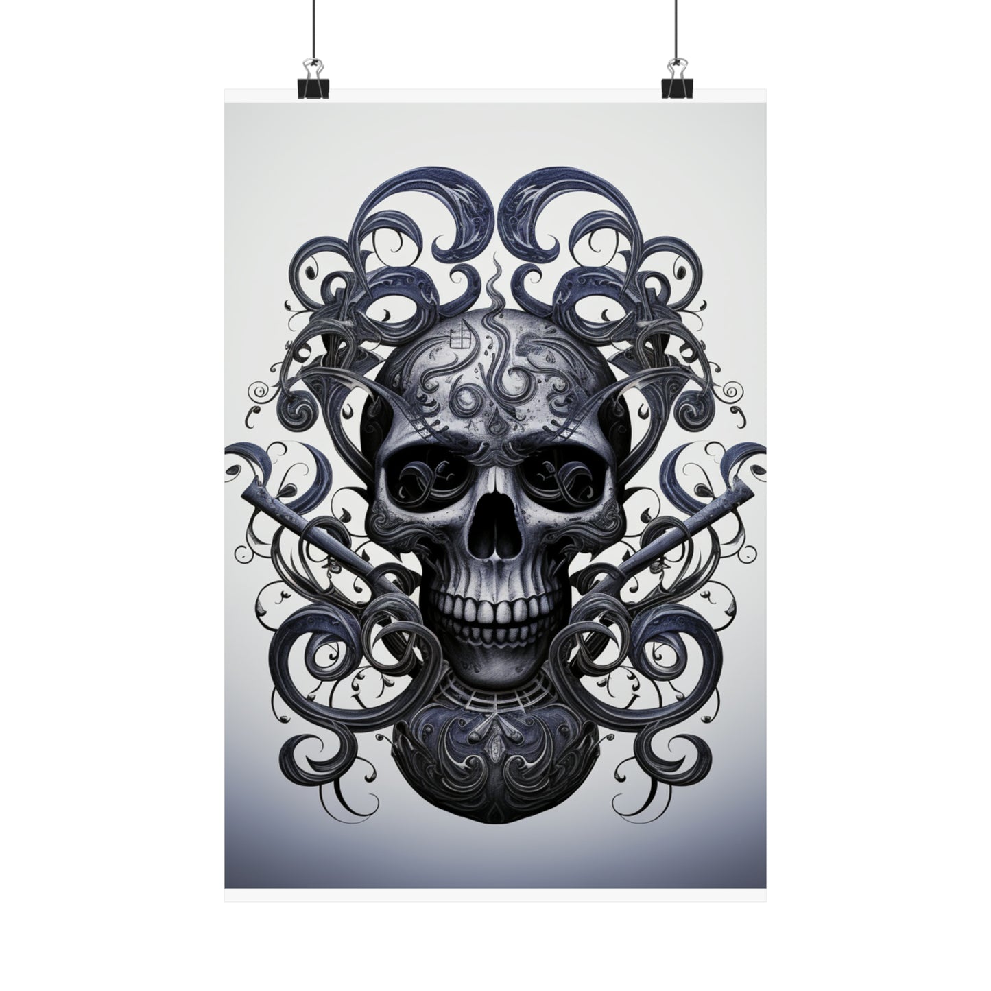 Premium Matte Vertical Posters Skull Treble Clef 1