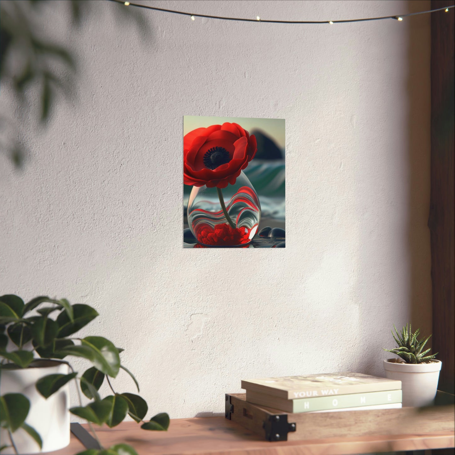 Premium Matte Vertical Posters Red Anemone in a Vase 1