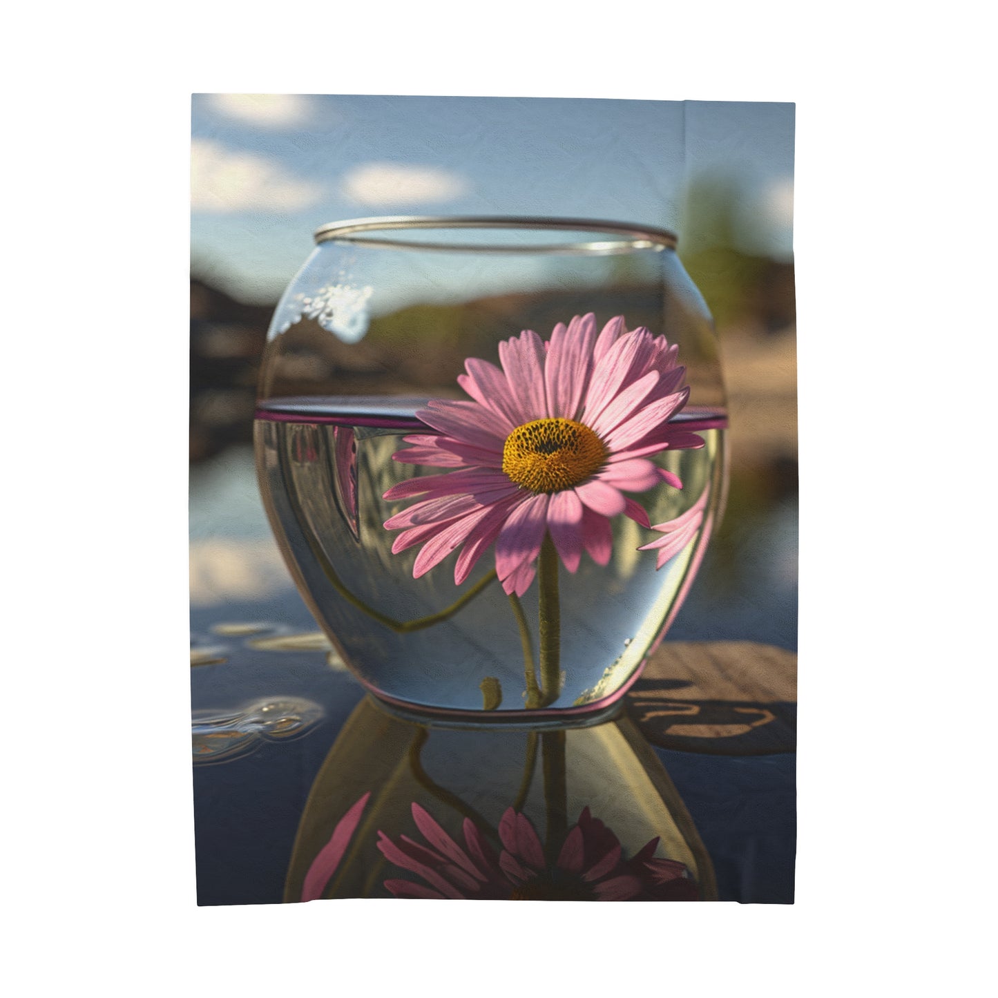 Velveteen Plush Blanket Daisy in a vase 1