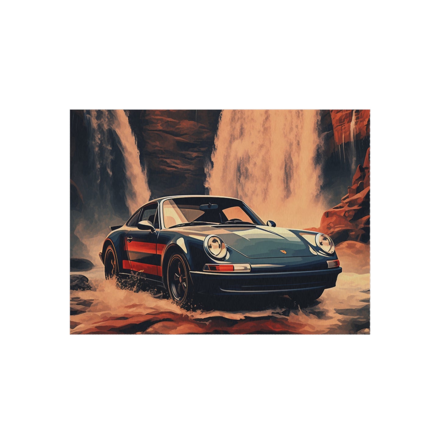 Outdoor Rug  American Flag Porsche Abstract 3