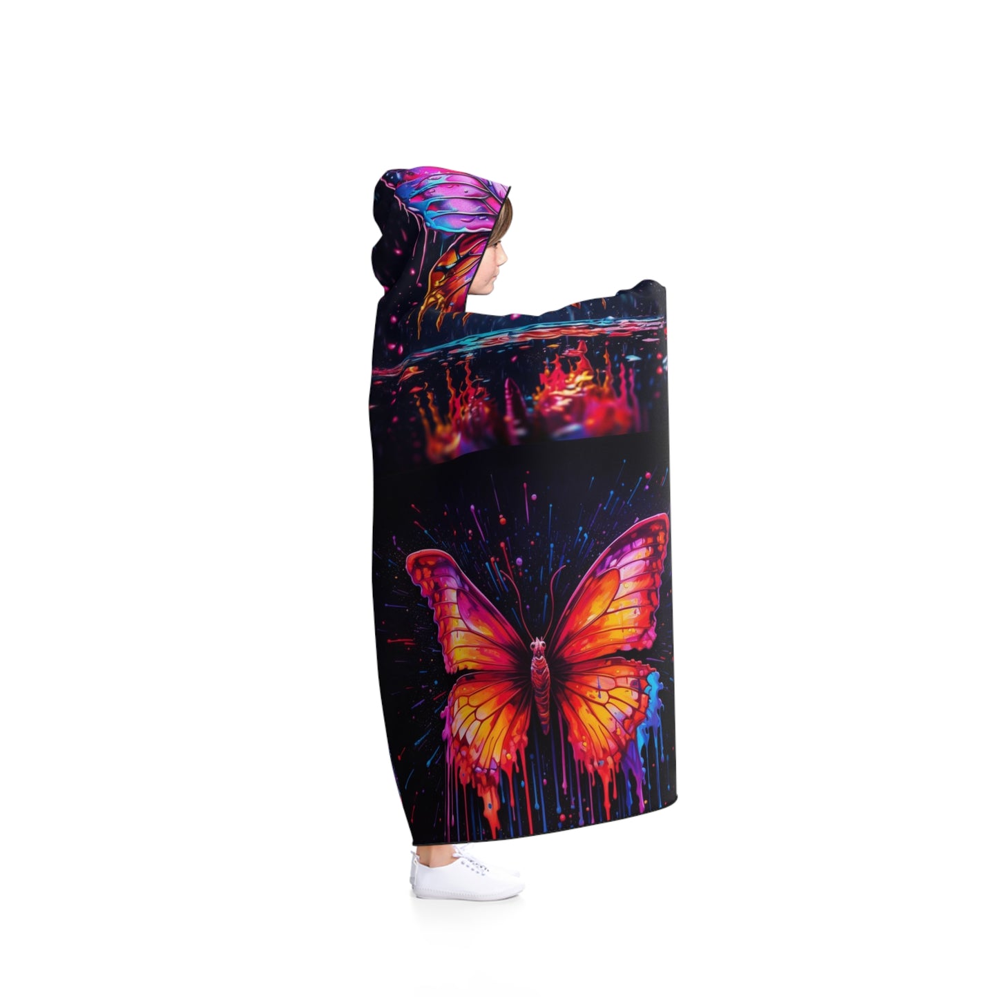 Hooded Blanket Pink Butterfly Flair 5