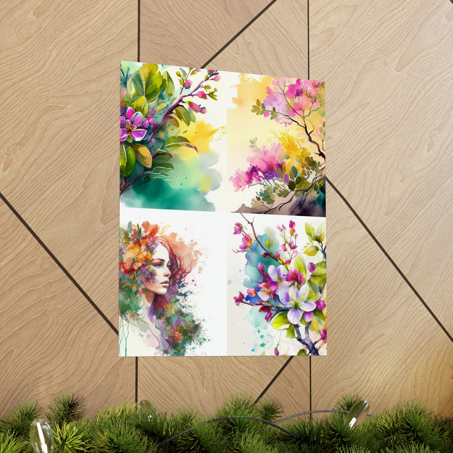 Premium Matte Vertical Posters Mother Nature Bright Spring Colors Realistic Watercolor 5