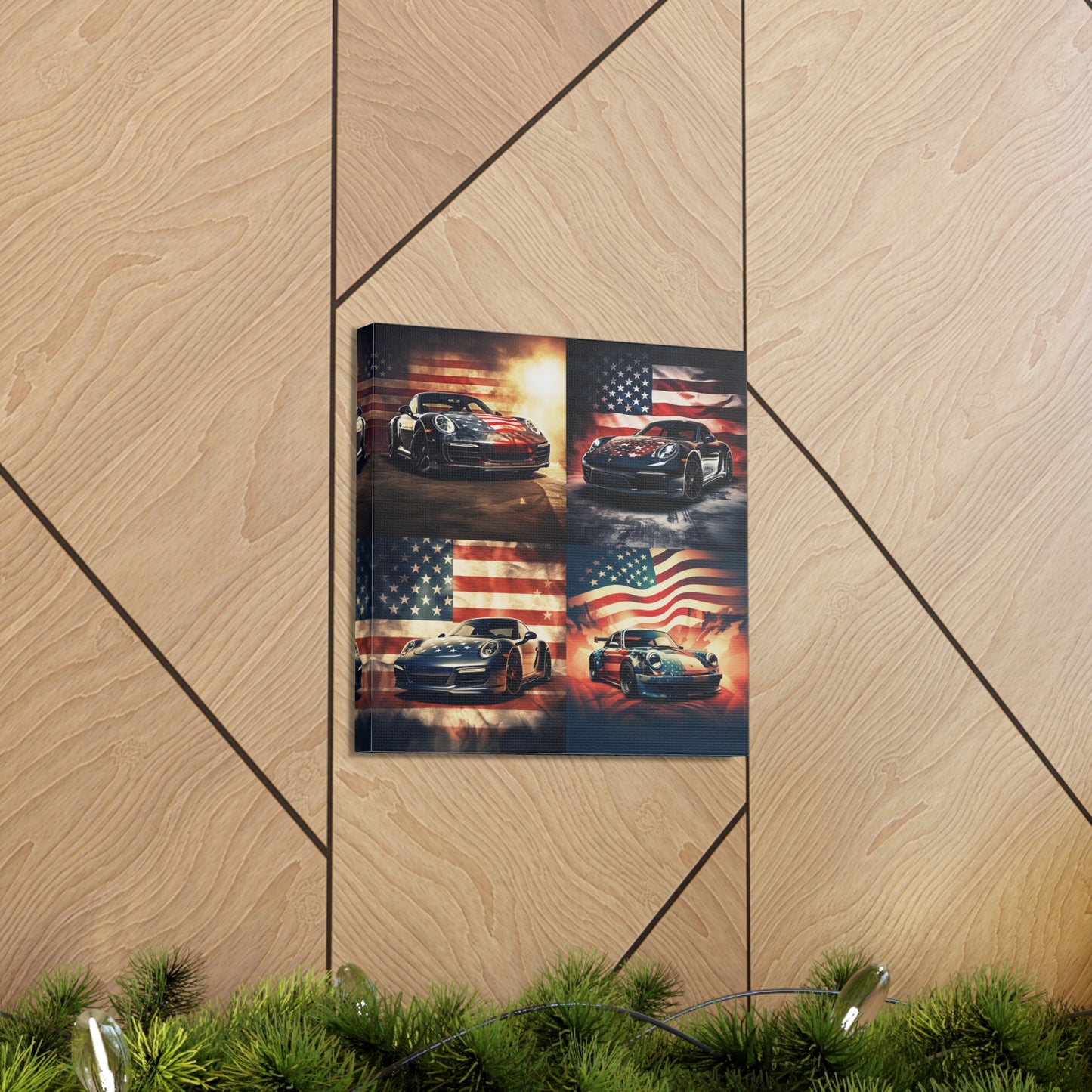 Canvas Gallery Wraps Abstract American Flag Background Porsche 5